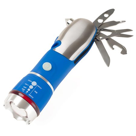 BUFONADA All in One Tool Multi Tool LED Flashlight for Emergency, Camping & Cars - Blue BU2155667
